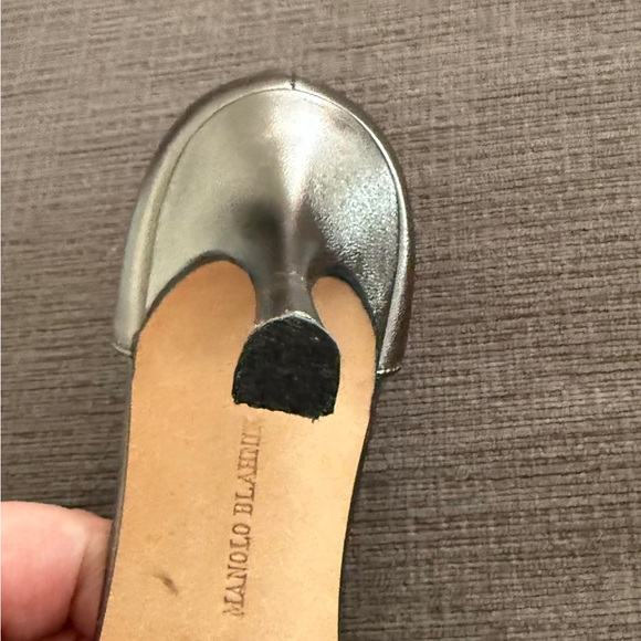 Manolo Blahnik Gunmetal Peep-Toe Heels - Picture 13 of 15